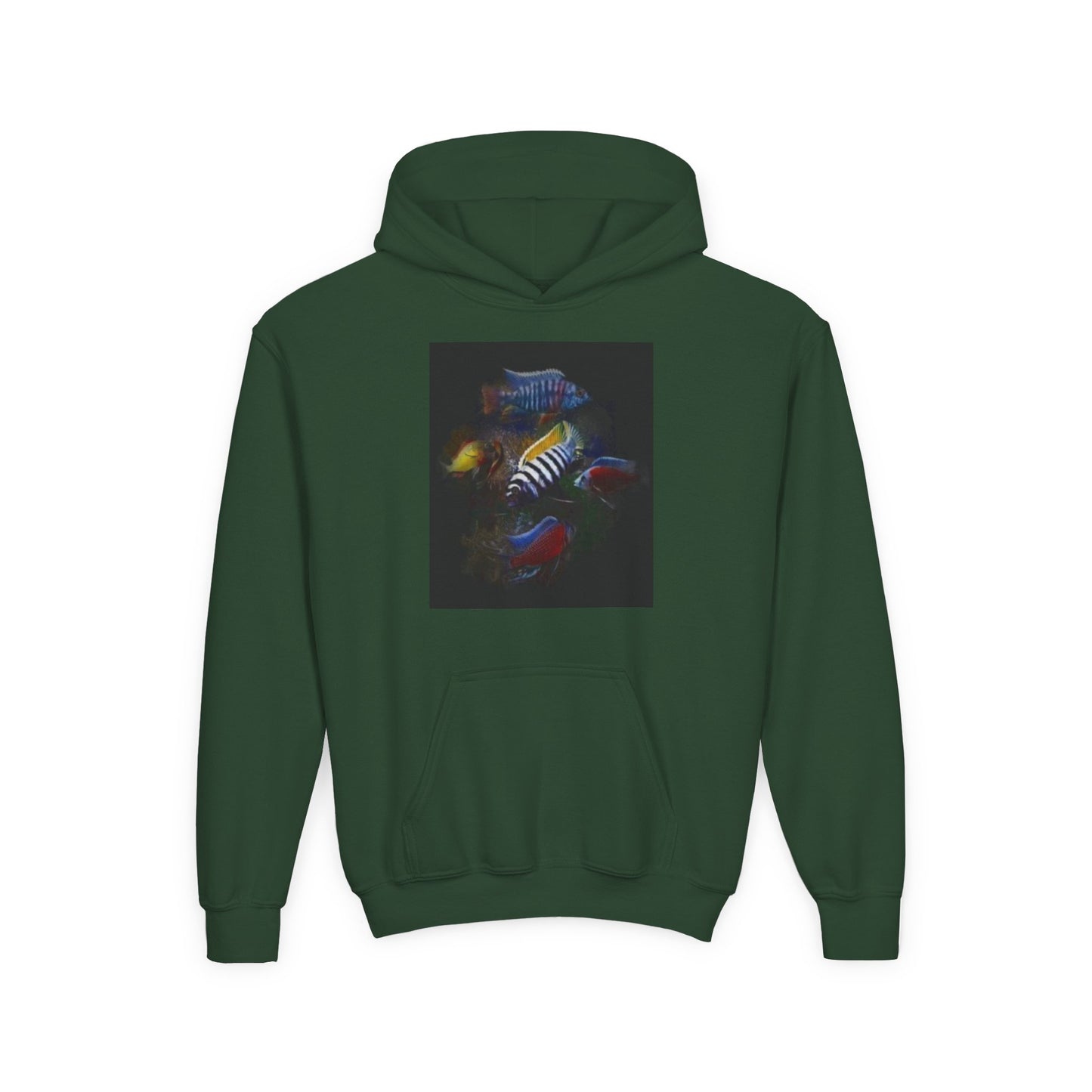 Youth Hoodie — Colorful Aquarium Fish Graphic Pullover