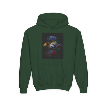 Youth Hoodie — Colorful Aquarium Fish Graphic Pullover