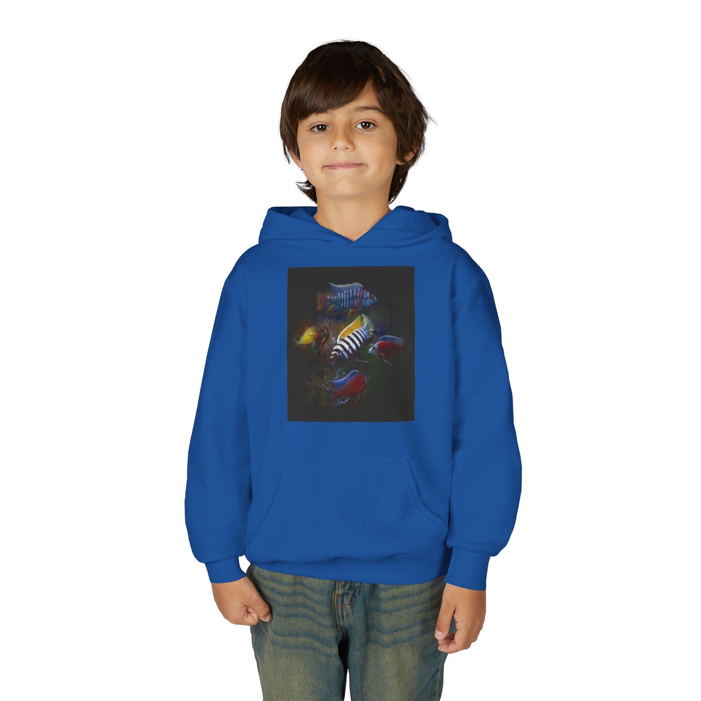 Youth Hoodie — Colorful Aquarium Fish Graphic Pullover