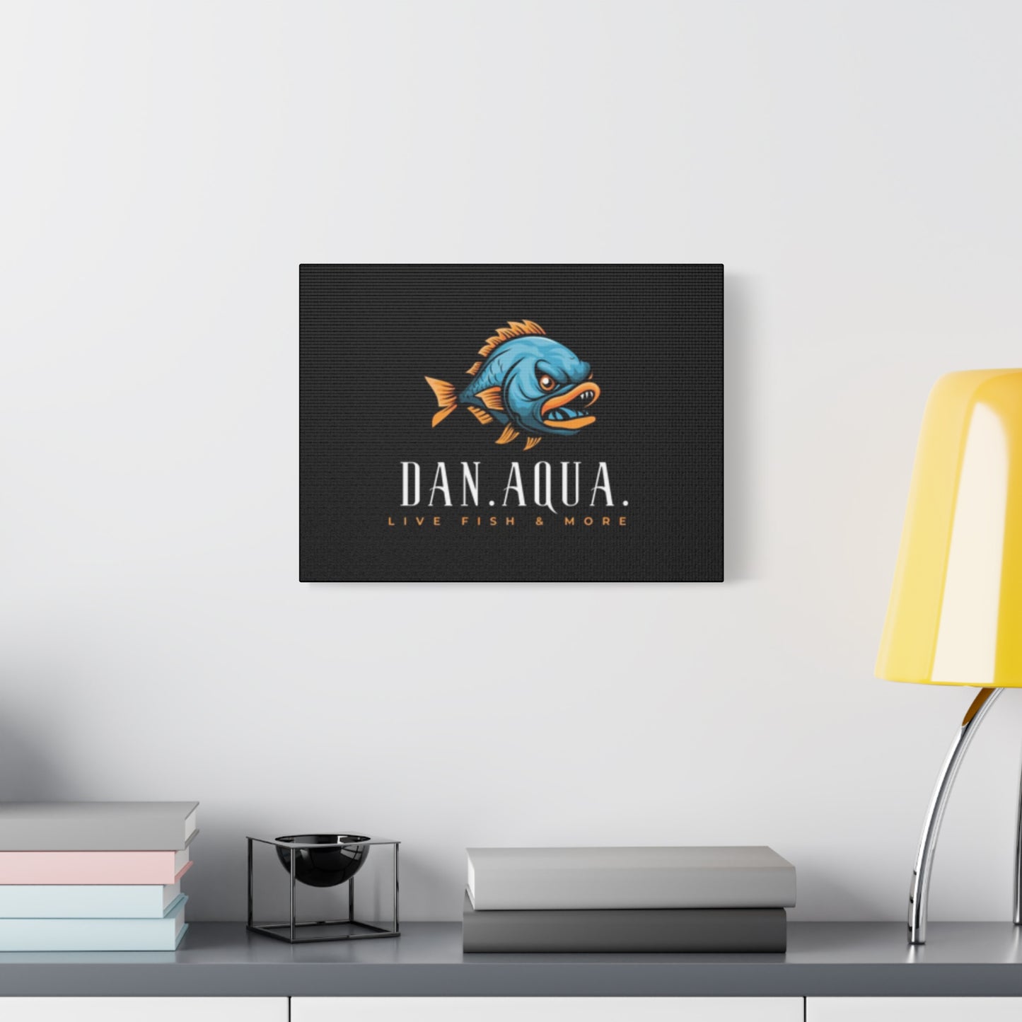 Dan.Aqua Fish Logo Canvas Print — Matte Stretched Wall Art