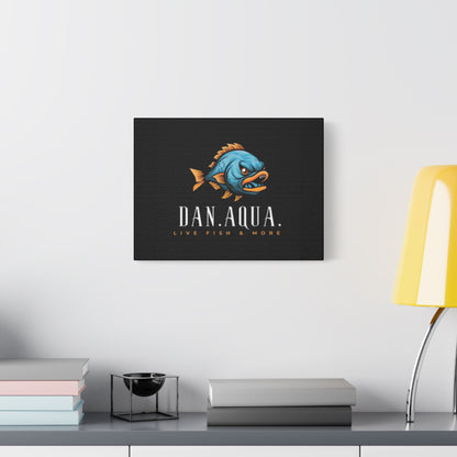 Dan.Aqua Fish Logo Canvas Print — Matte Stretched Wall Art