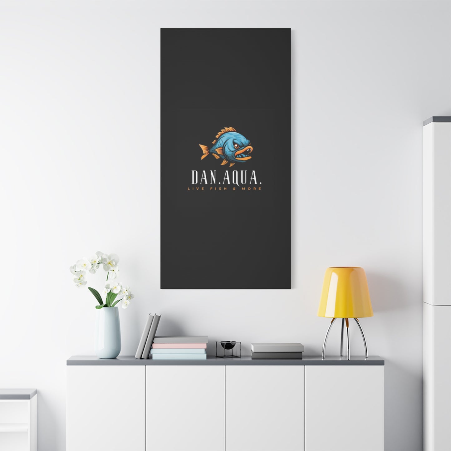 Dan.Aqua Fish Logo Canvas Print — Matte Stretched Wall Art