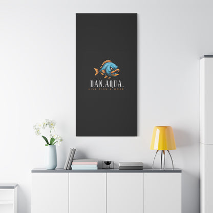 Dan.Aqua Fish Logo Canvas Print — Matte Stretched Wall Art