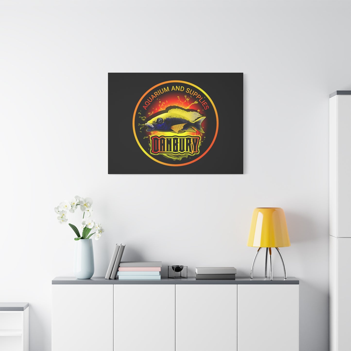 Danbury Aquarium Supplies Fish Logo Matte Canvas Print