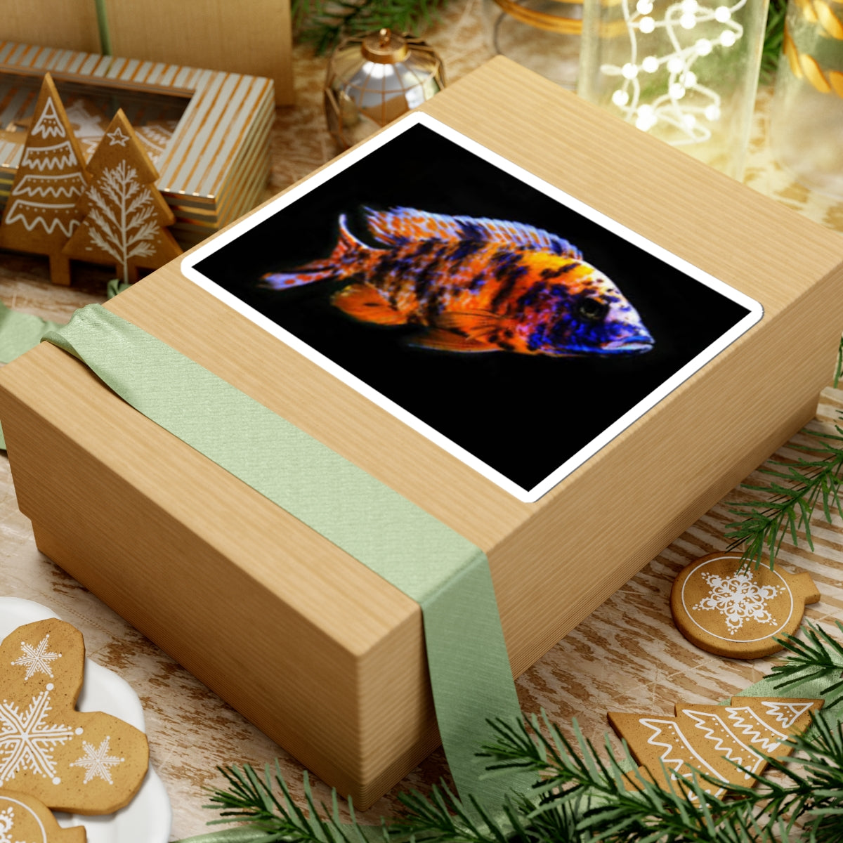 Vibrant African Cichlid Kiss-Cut Sticker – Colorful Aquarium Fish Laptop Decal