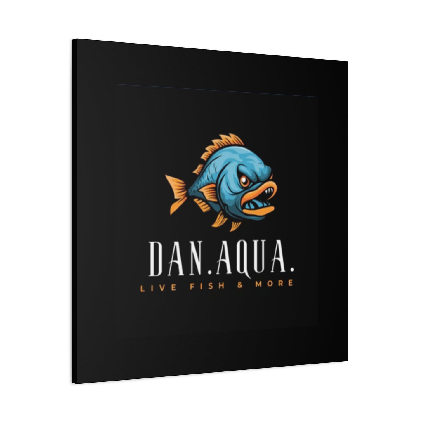 Dan.Aqua Fish Logo Canvas Print — Matte Stretched Wall Art