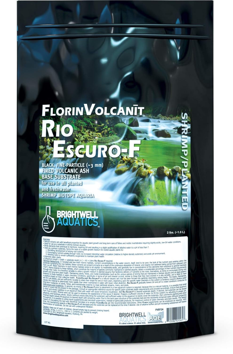 Florinvolcanīt Rio Escuro-F – Volcanic Substrate for Freshwater Planted & Shrimp Aquariums – Boosts Root Growth, Lowers GH & Ph, 2Lb