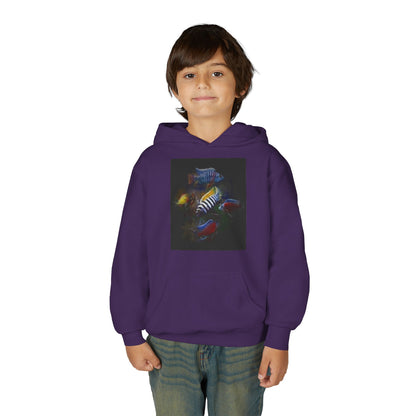 Youth Hoodie — Colorful Aquarium Fish Graphic Pullover