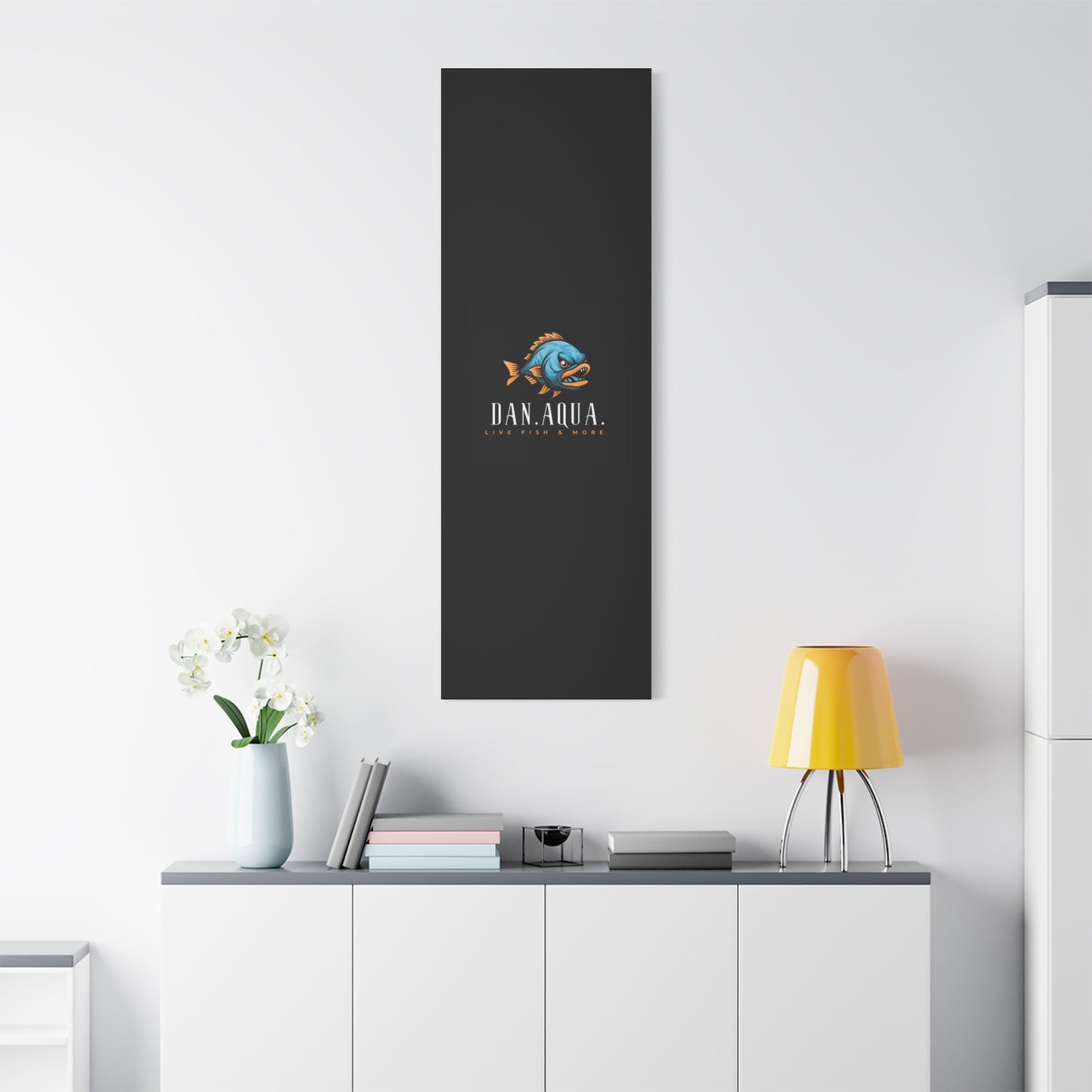 Dan.Aqua Fish Logo Canvas Print — Matte Stretched Wall Art