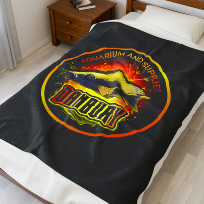 Aquarium Fish Logo Plush Blanket — "Danbury" Velveteen Throw for Fishkeepers