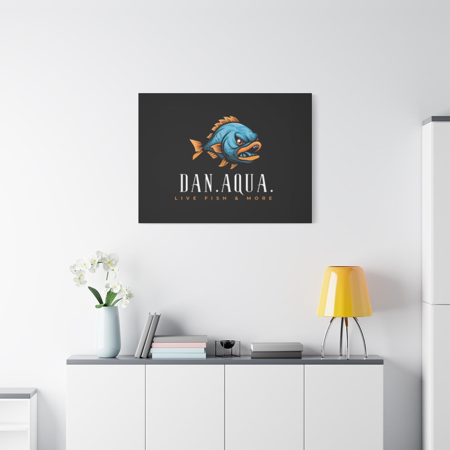 Dan.Aqua Fish Logo Canvas Print — Matte Stretched Wall Art