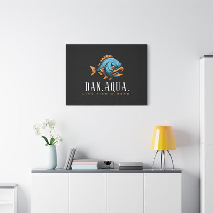 Dan.Aqua Fish Logo Canvas Print — Matte Stretched Wall Art