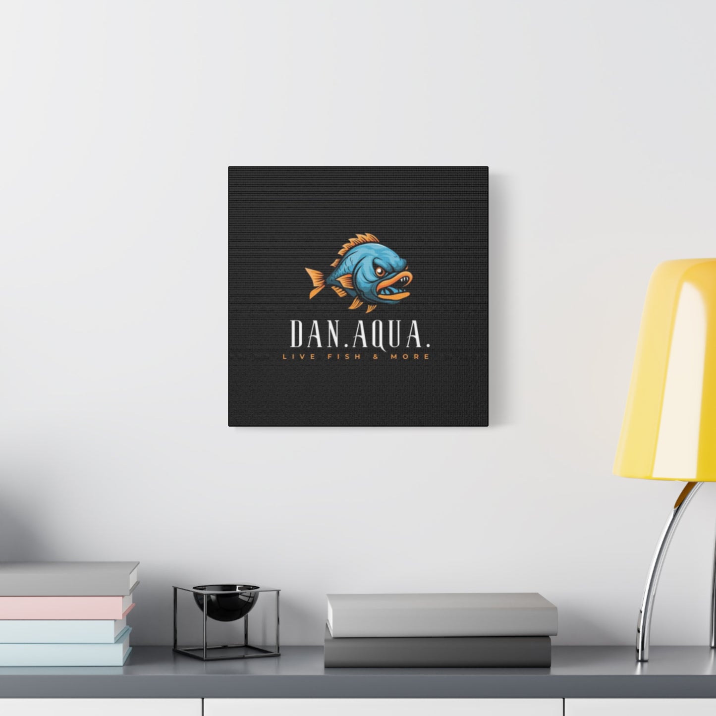 Dan.Aqua Fish Logo Canvas Print — Matte Stretched Wall Art