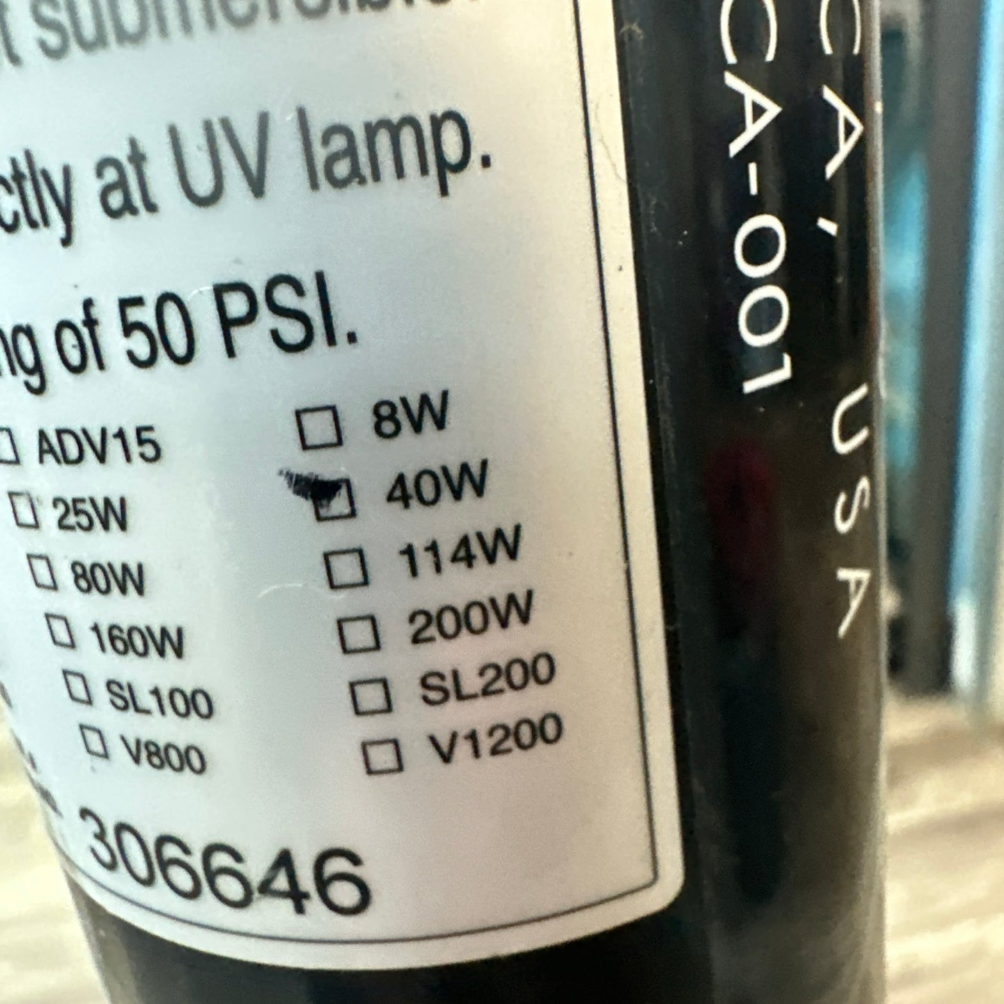 Aqua Ultraviolet UV Twist 40 Watt, 2" Black, A00347 (USED TESTED)