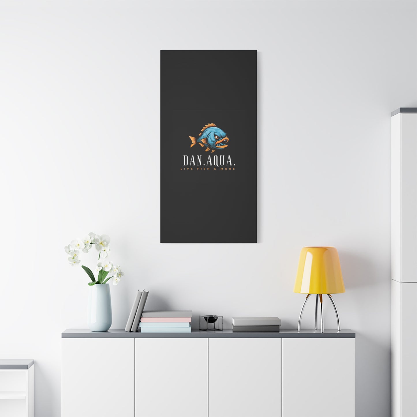 Dan.Aqua Fish Logo Canvas Print — Matte Stretched Wall Art