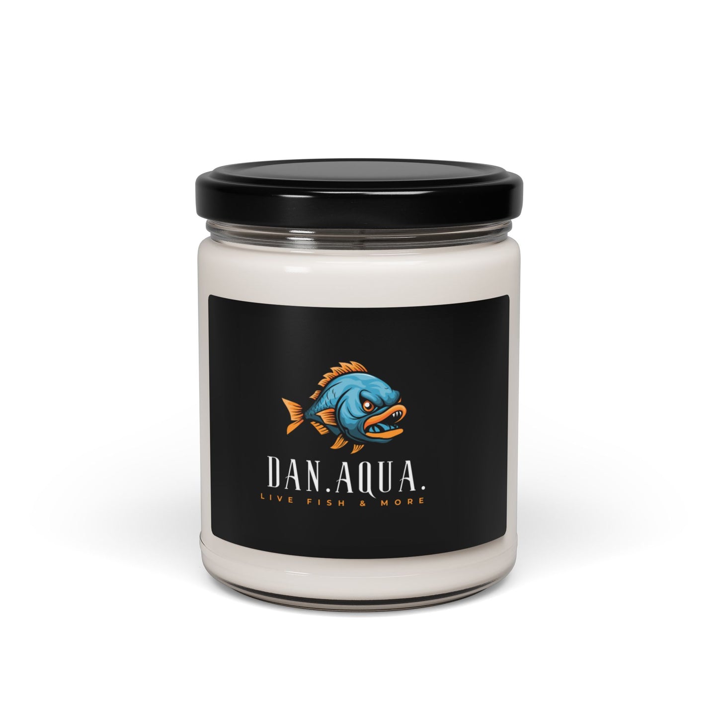 Dan.Aqua Branded Scented Soy Candle — 9oz Fish Logo Jar (Ocean Breeze)