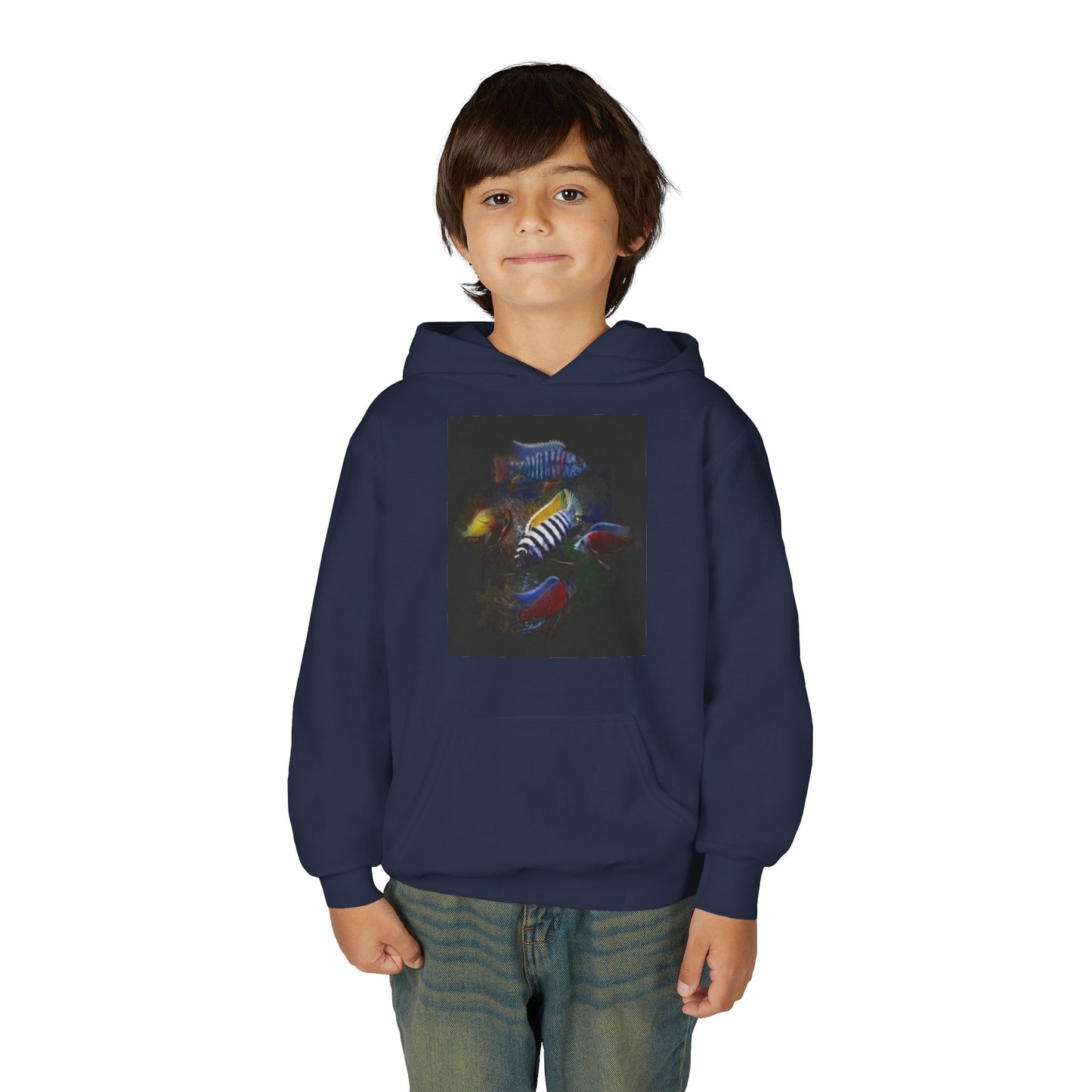 Youth Hoodie — Colorful Aquarium Fish Graphic Pullover