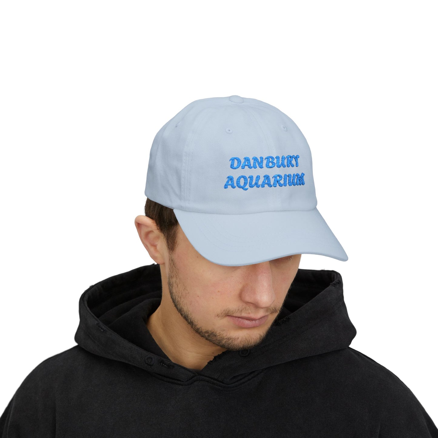 Danbury Aquarium Dad Cap — Embroidered White Baseball Hat