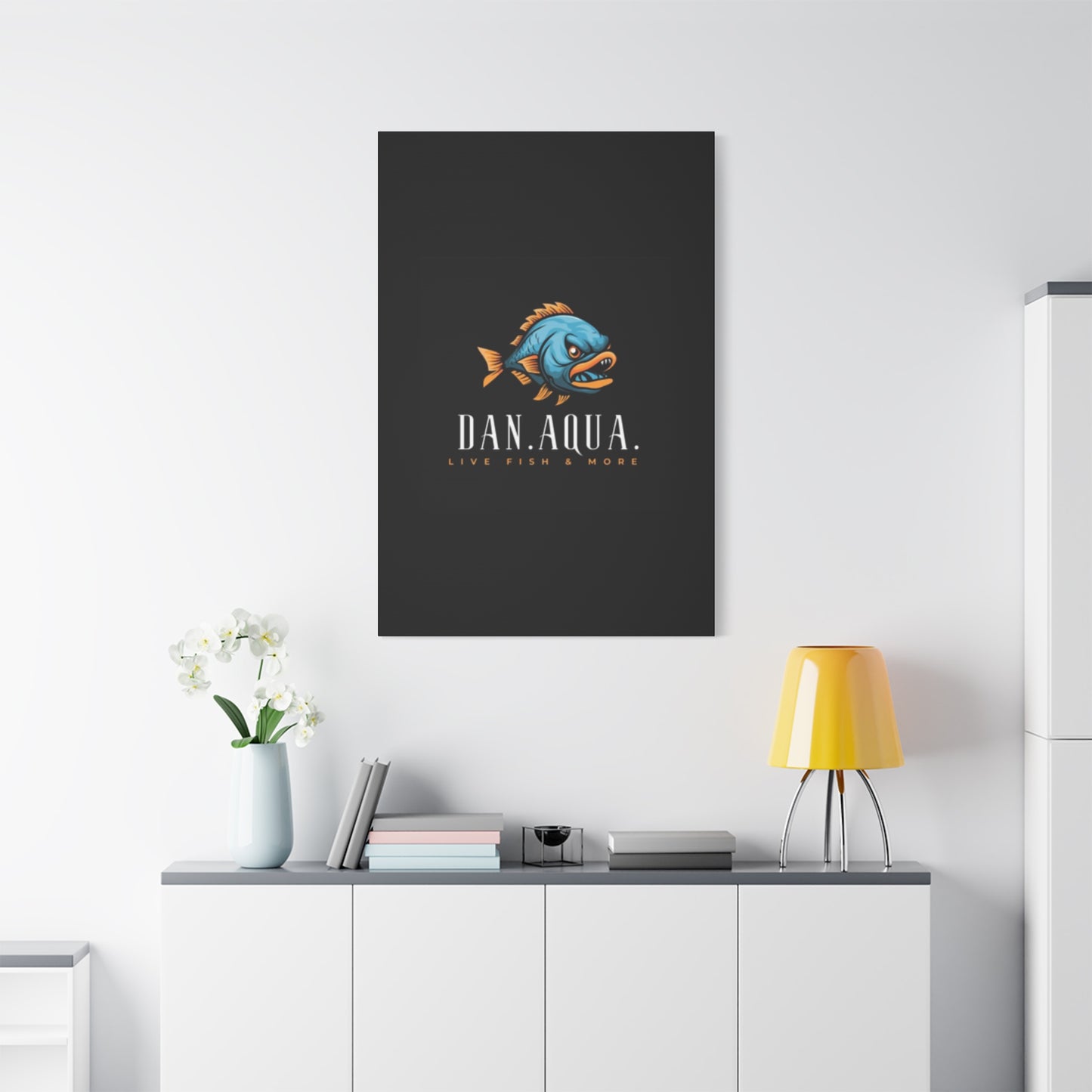 Dan.Aqua Fish Logo Canvas Print — Matte Stretched Wall Art