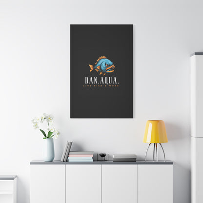 Dan.Aqua Fish Logo Canvas Print — Matte Stretched Wall Art
