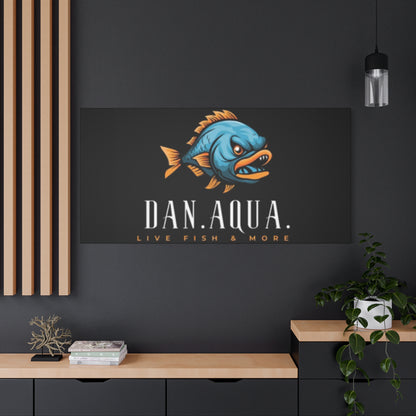 Dan.Aqua Fish Logo Canvas Print — Matte Stretched Wall Art