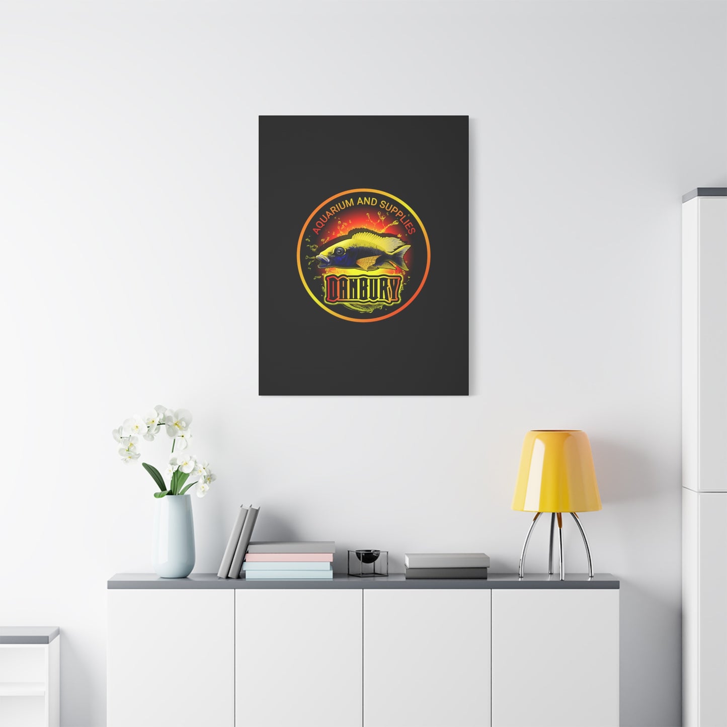 Danbury Aquarium Supplies Fish Logo Matte Canvas Print