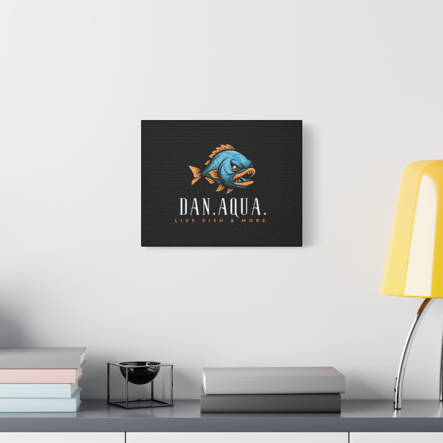 Dan.Aqua Fish Logo Canvas Print — Matte Stretched Wall Art