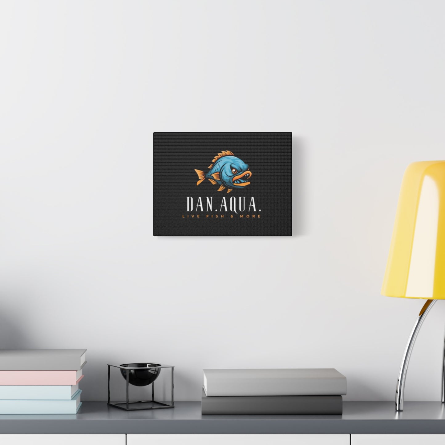 Dan.Aqua Fish Logo Canvas Print — Matte Stretched Wall Art