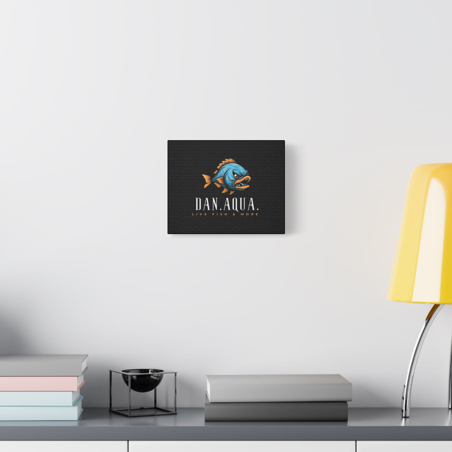 Dan.Aqua Fish Logo Canvas Print — Matte Stretched Wall Art