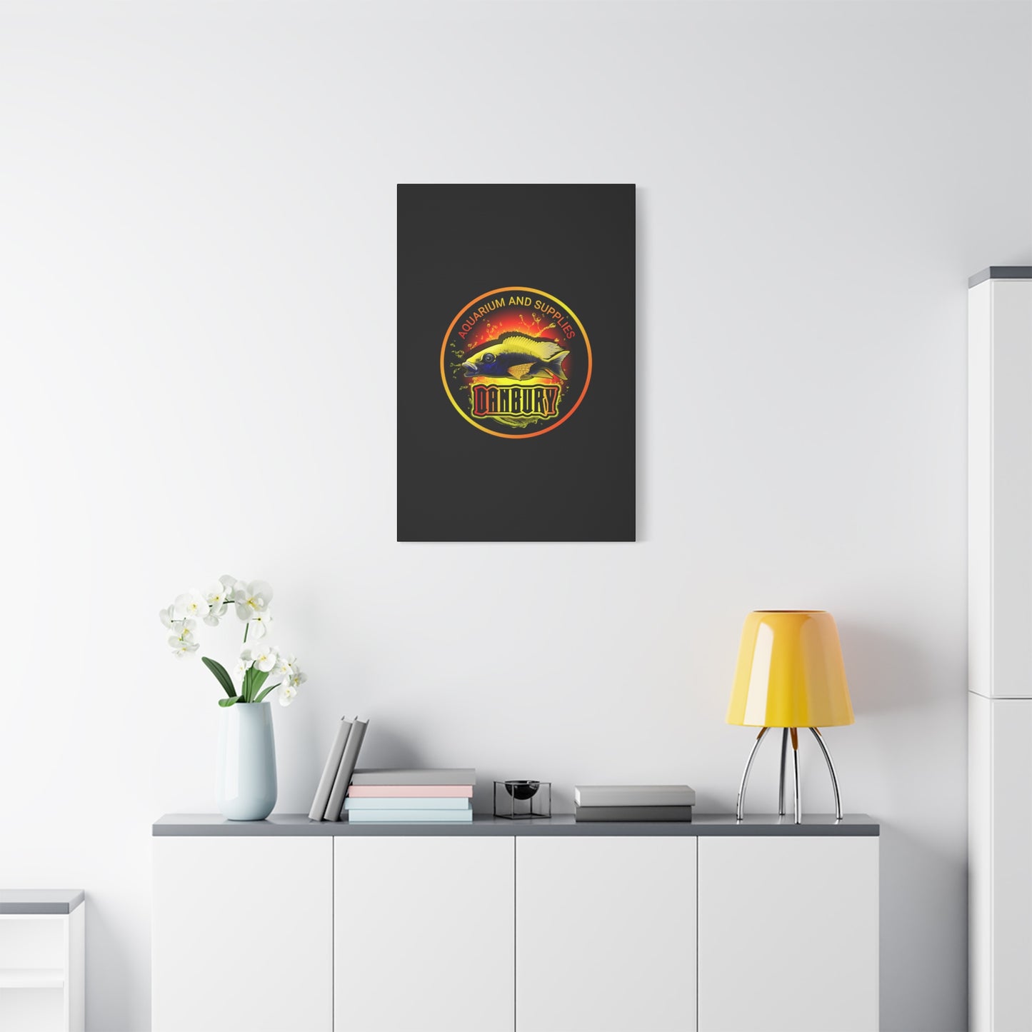 Danbury Aquarium Supplies Fish Logo Matte Canvas Print