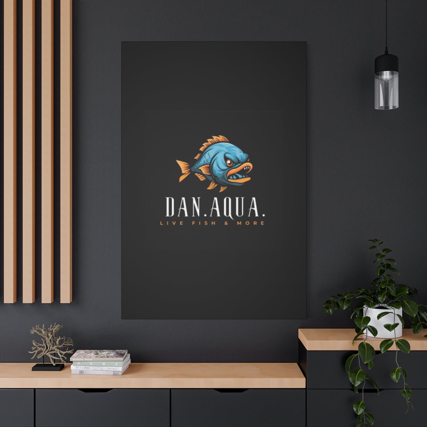 Dan.Aqua Fish Logo Canvas Print — Matte Stretched Wall Art