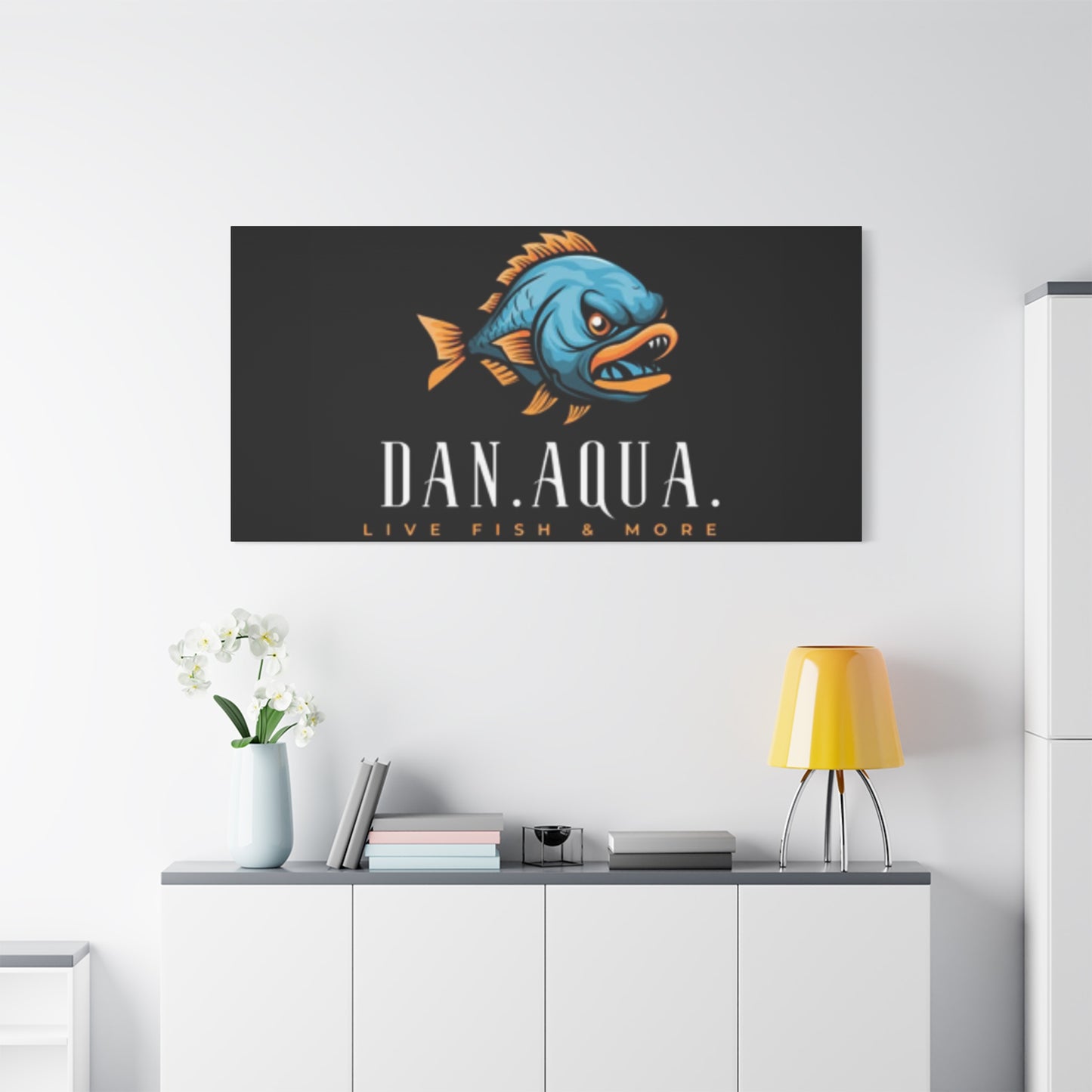 Dan.Aqua Fish Logo Canvas Print — Matte Stretched Wall Art