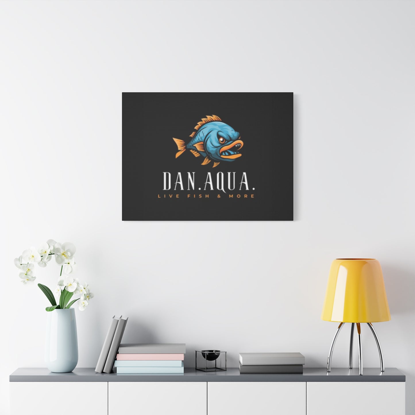Dan.Aqua Fish Logo Canvas Print — Matte Stretched Wall Art