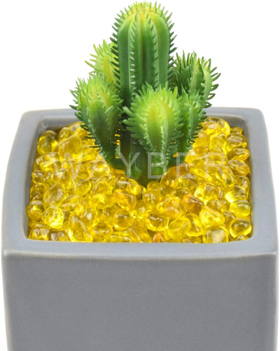 Vibrant Yellow Sea Glass Pebbles - 1Lb Non-Toxic Decorative Stones for Vases, Terrariums, Aquariums & Crafts