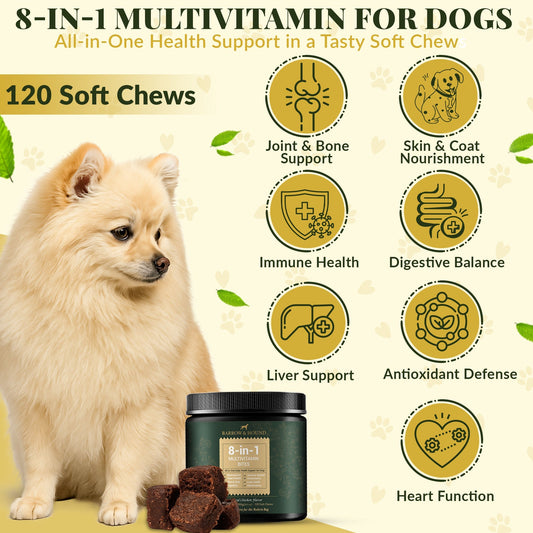 8-in-1 Daily Multivitamin Bites for Dogs – All-in-One Health Support, 120 Soft Chews
