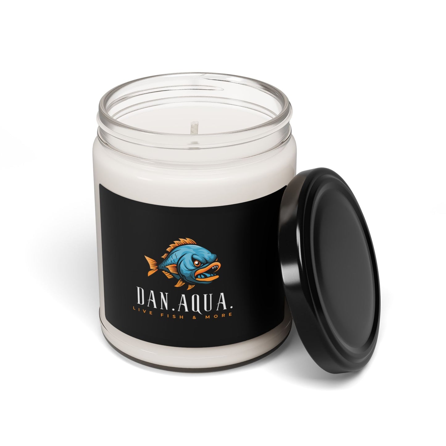 Dan.Aqua Branded Scented Soy Candle — 9oz Fish Logo Jar (Ocean Breeze)