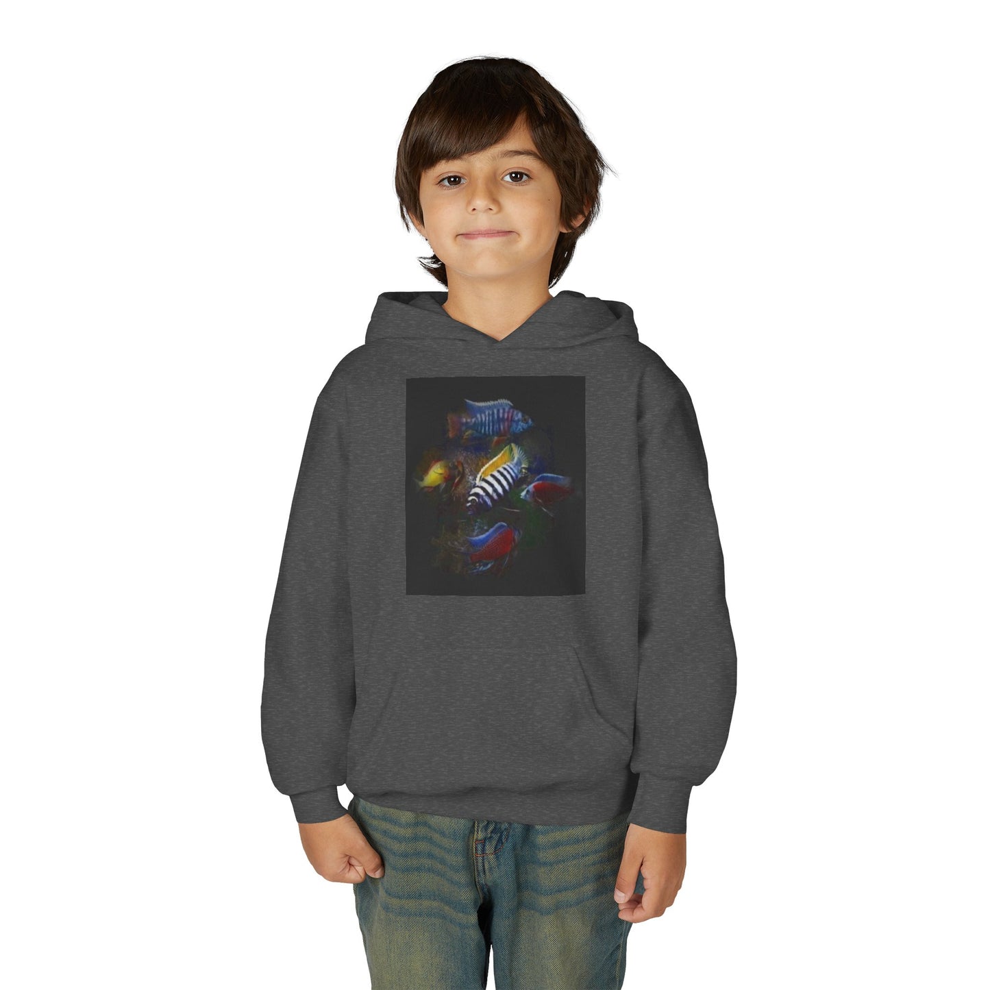 Youth Hoodie — Colorful Aquarium Fish Graphic Pullover