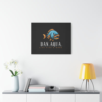 Dan.Aqua Fish Logo Canvas Print — Matte Stretched Wall Art