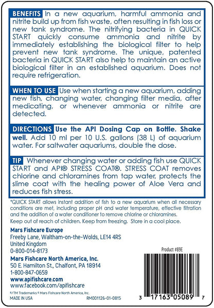 QUICK START Freshwater and Saltwater Aquarium Nitrifying Bacteria 16-Ounce Bottle