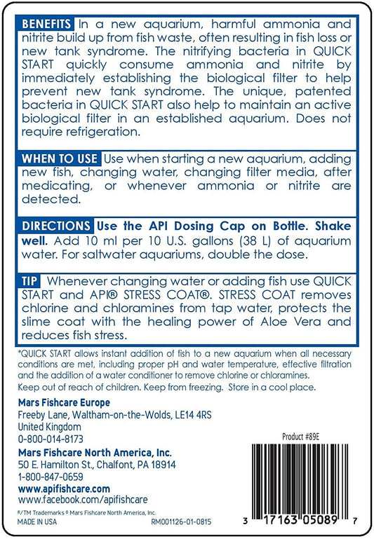 QUICK START Freshwater and Saltwater Aquarium Nitrifying Bacteria 16-Ounce Bottle