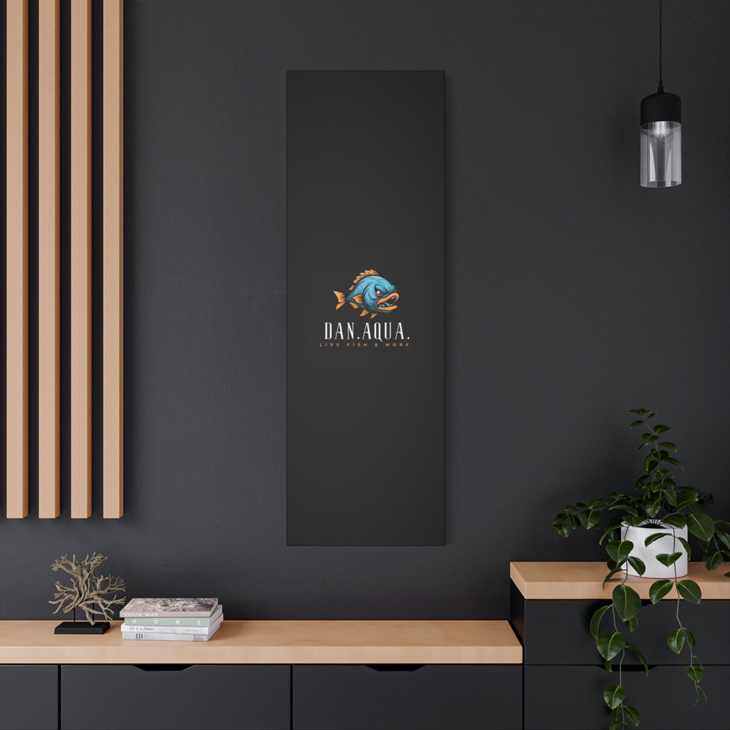 Dan.Aqua Fish Logo Canvas Print — Matte Stretched Wall Art