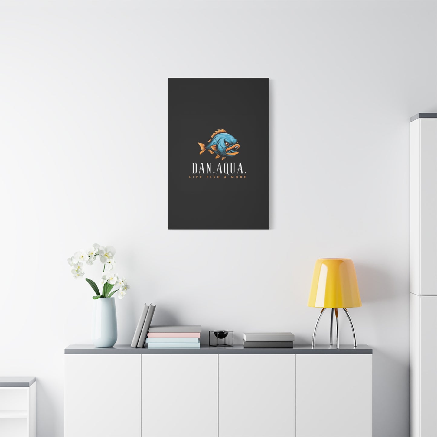 Dan.Aqua Fish Logo Canvas Print — Matte Stretched Wall Art