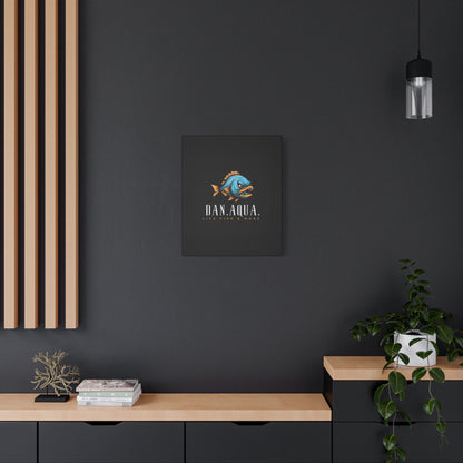 Dan.Aqua Fish Logo Canvas Print — Matte Stretched Wall Art
