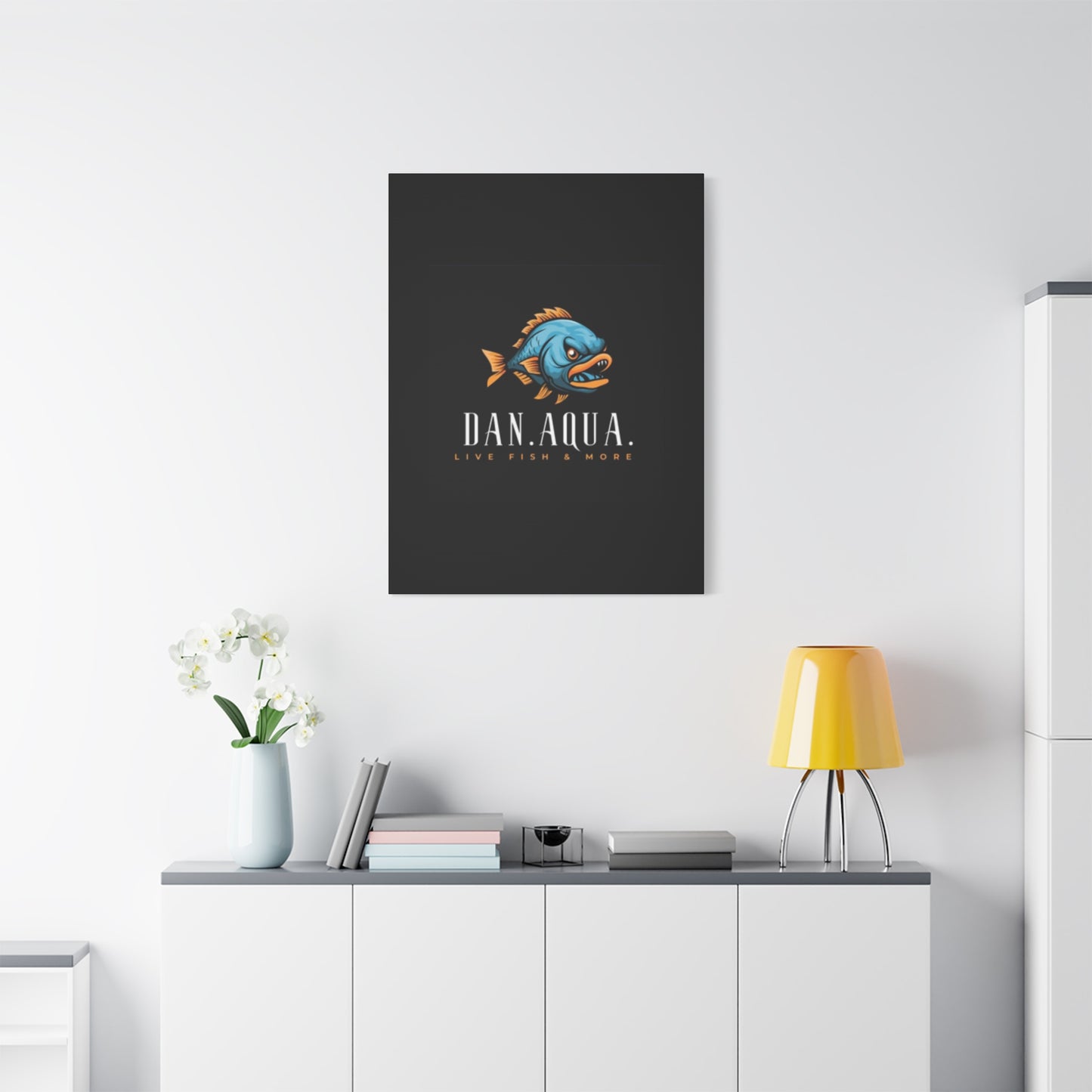 Dan.Aqua Fish Logo Canvas Print — Matte Stretched Wall Art