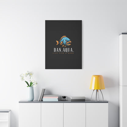 Dan.Aqua Fish Logo Canvas Print — Matte Stretched Wall Art