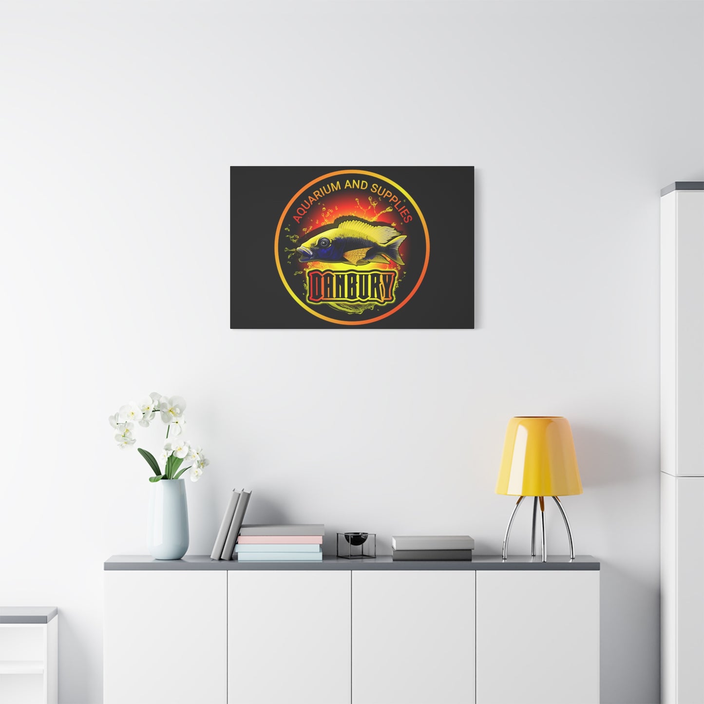Danbury Aquarium Supplies Fish Logo Matte Canvas Print