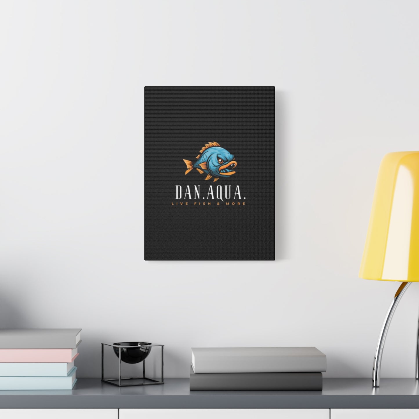 Dan.Aqua Fish Logo Canvas Print — Matte Stretched Wall Art