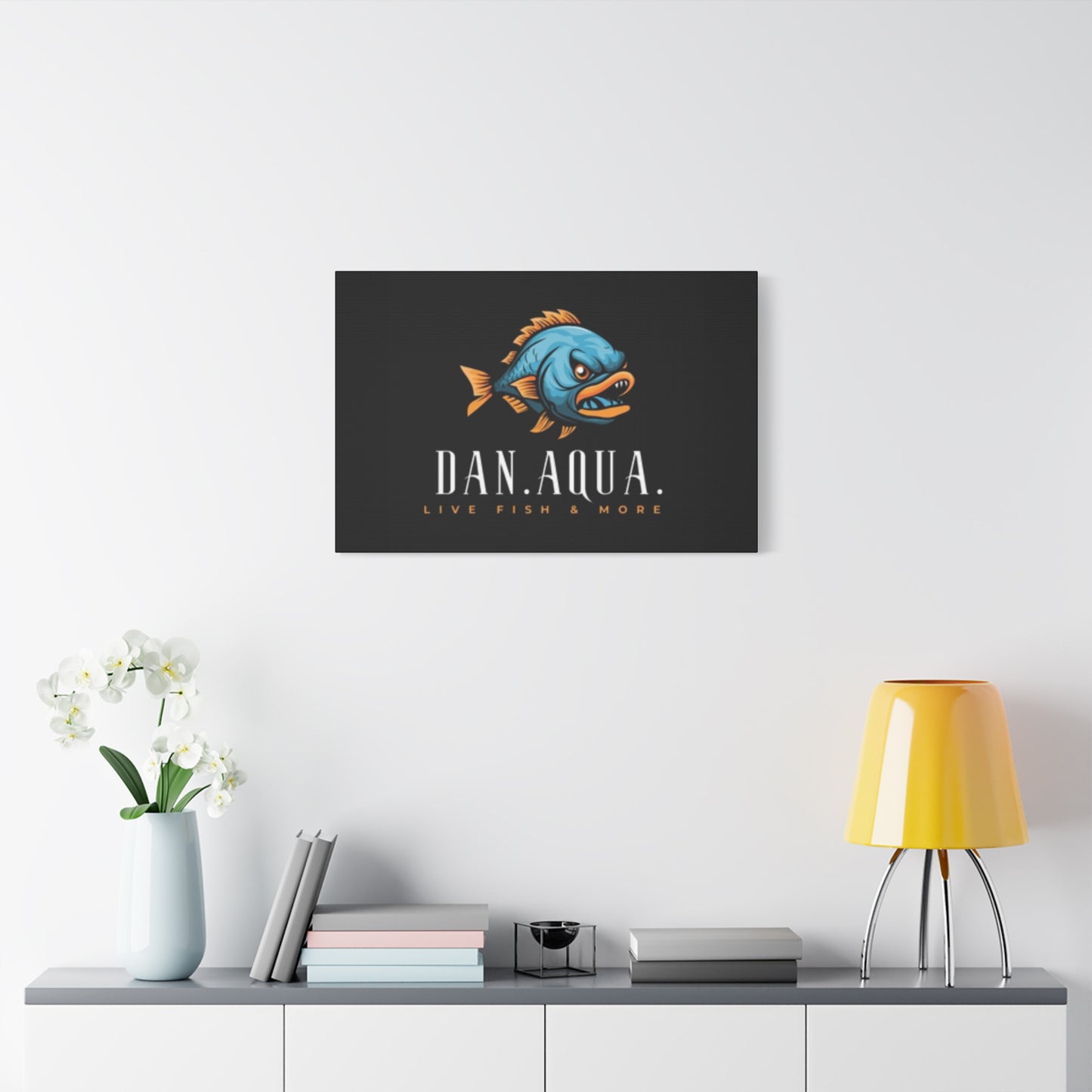 Dan.Aqua Fish Logo Canvas Print — Matte Stretched Wall Art