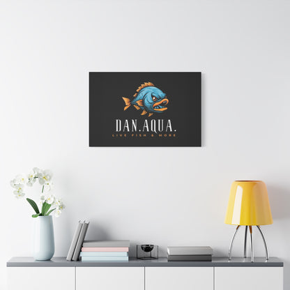 Dan.Aqua Fish Logo Canvas Print — Matte Stretched Wall Art