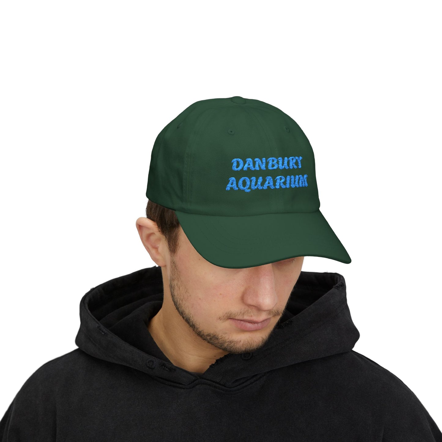 Danbury Aquarium Dad Cap — Embroidered White Baseball Hat